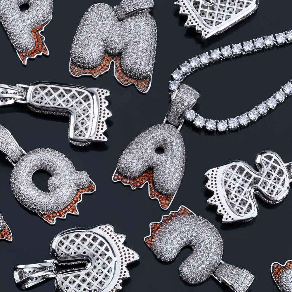 Custom Blood Bubble Font Pendant 18K - ICECI