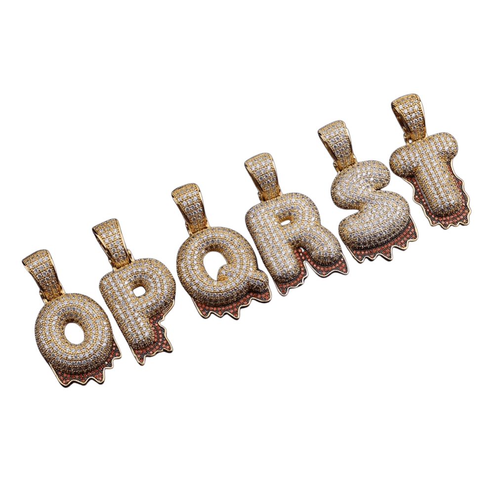 Custom Blood Bubble Font Pendant 18K - ICECI