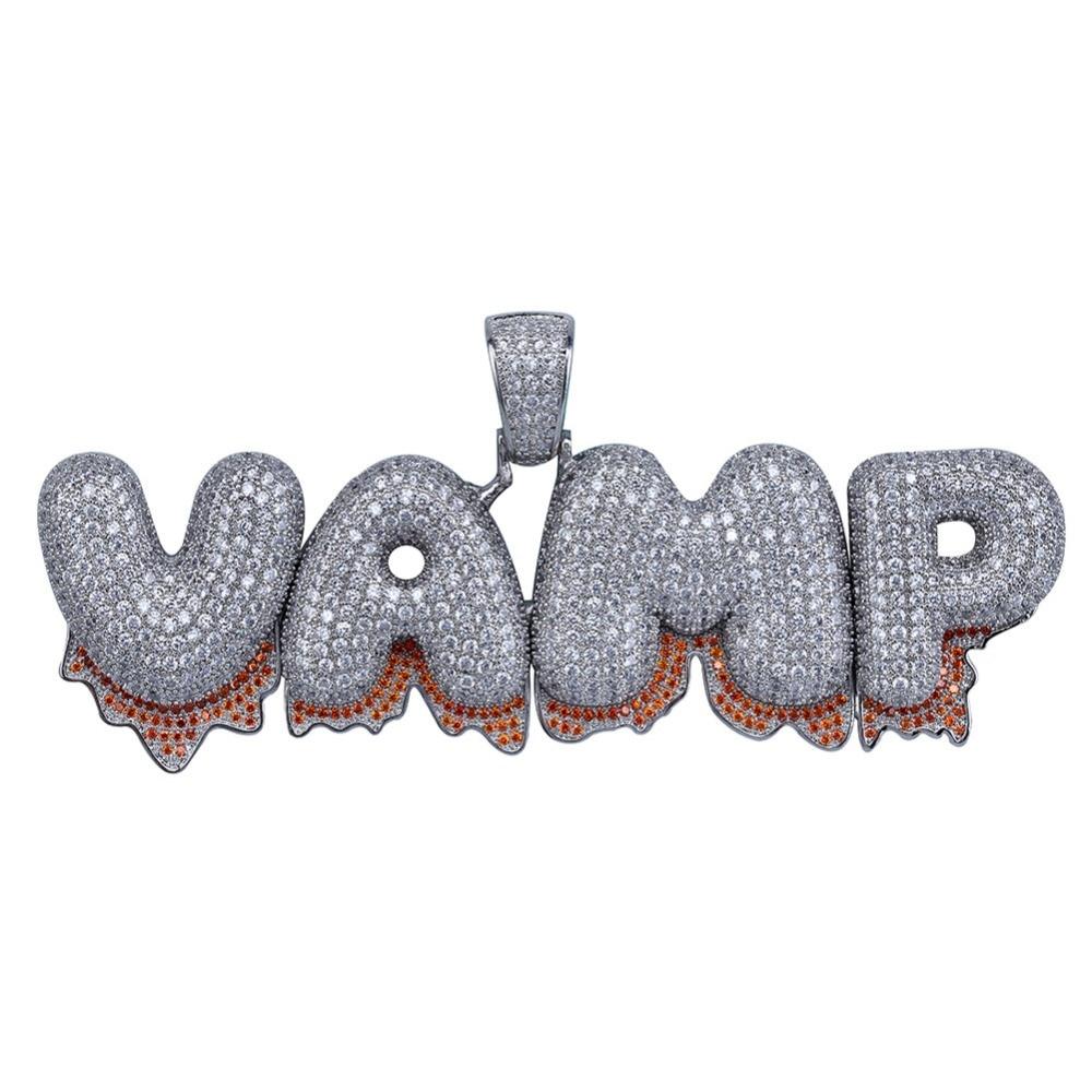 Custom Blood Bubble Font Pendant 18K - ICECI