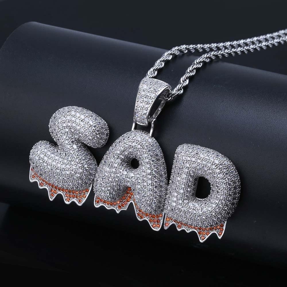 Custom Blood Bubble Font Pendant 18K - ICECI