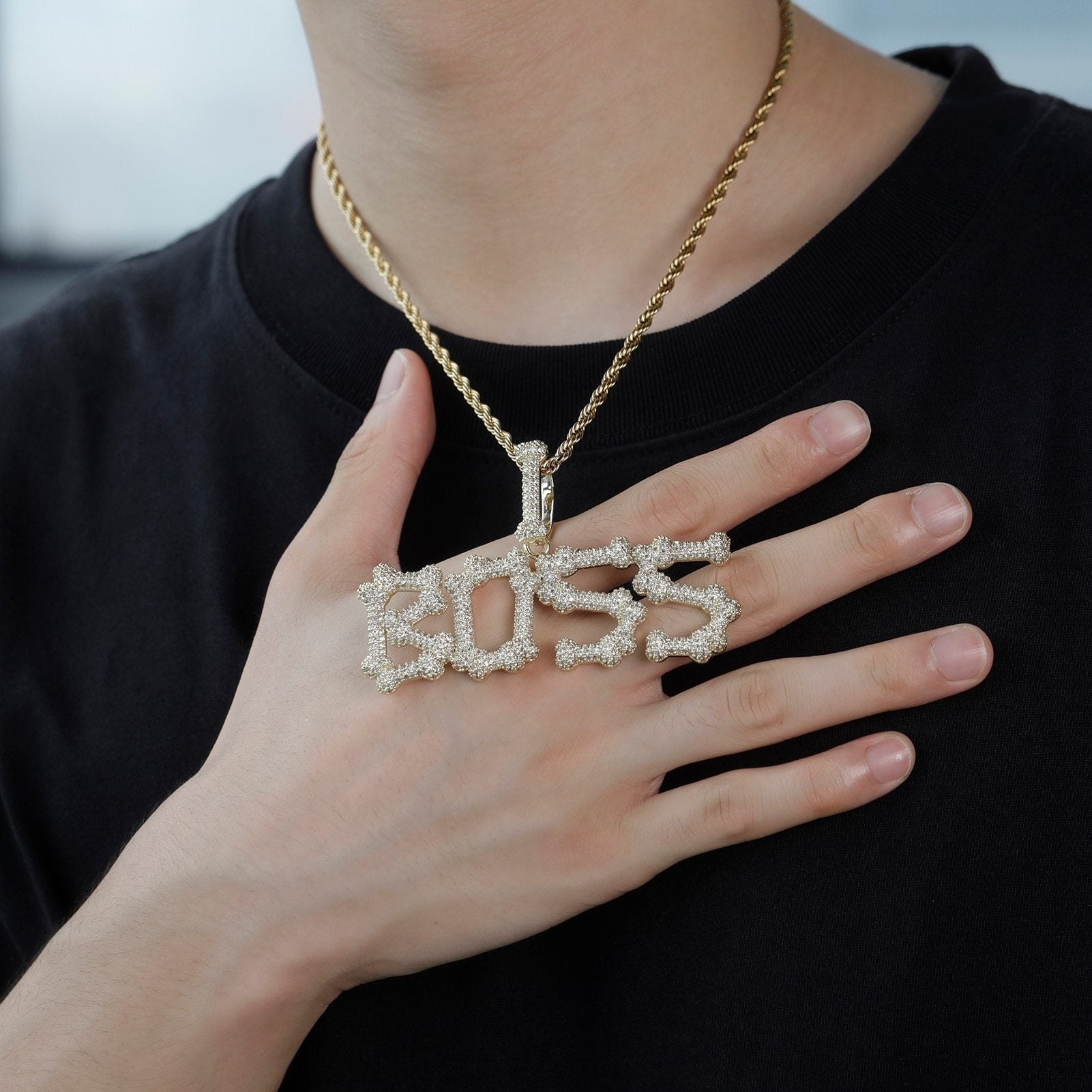 Custom Bone Font Pendant 14K - ICECI