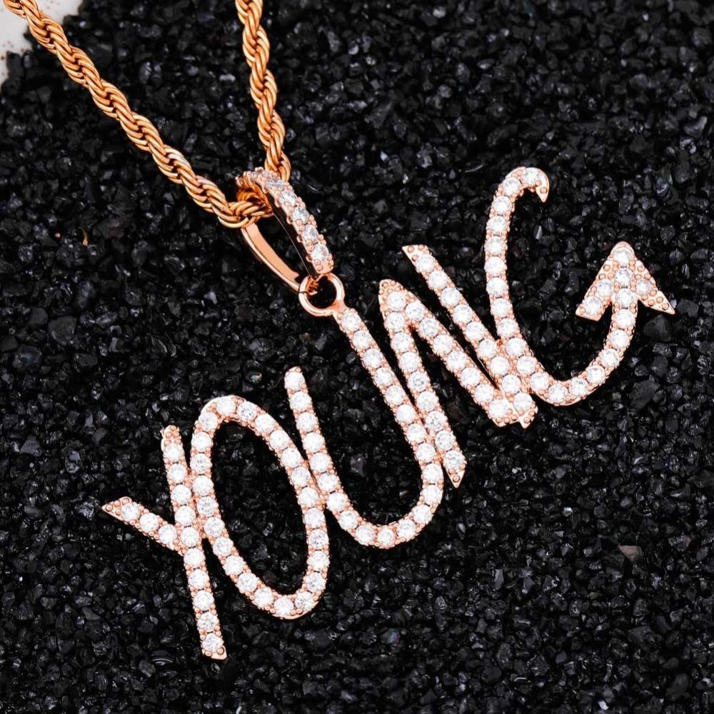 Custom Brush Font Pendant 18K - ICECI