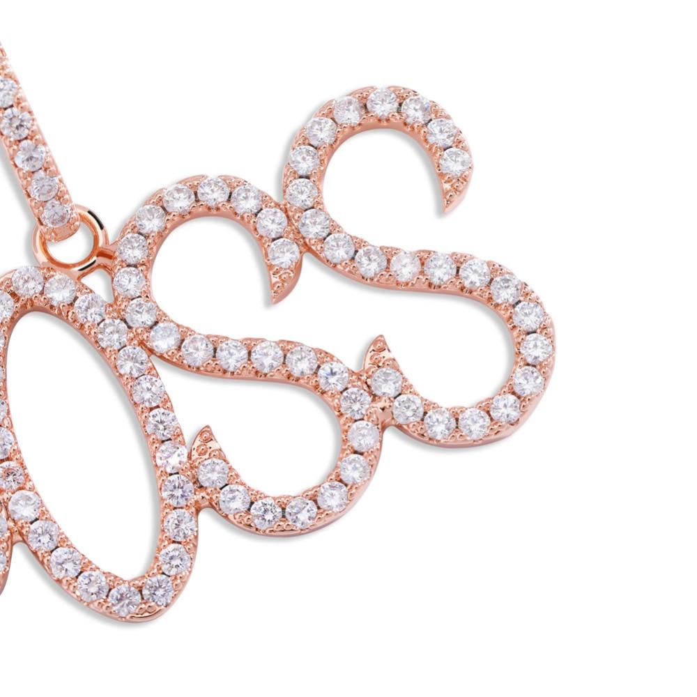 Custom Brush Font Pendant 18K - ICECI