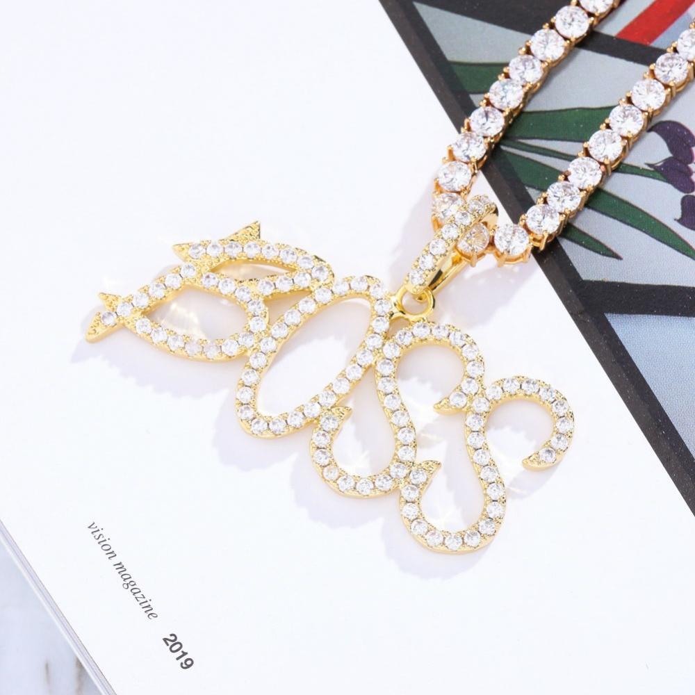 Custom Brush Font Pendant 18K - ICECI