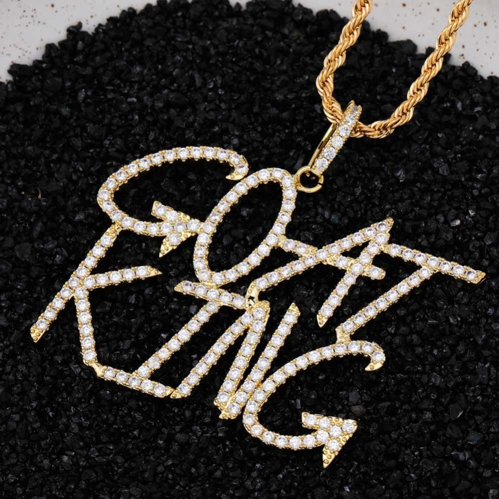 Custom Brush Font Pendant 18K - ICECI
