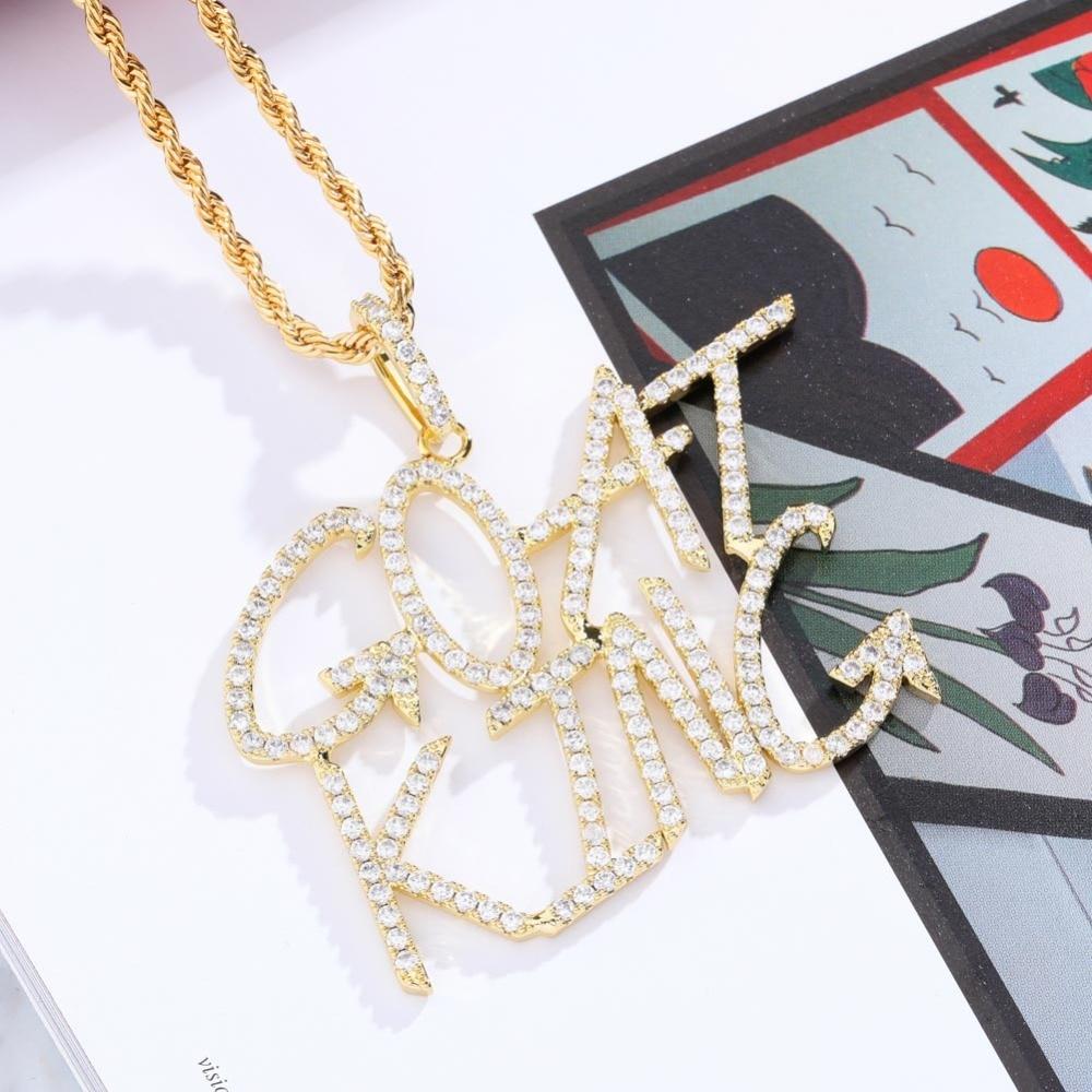 Custom Brush Font Pendant 18K - ICECI