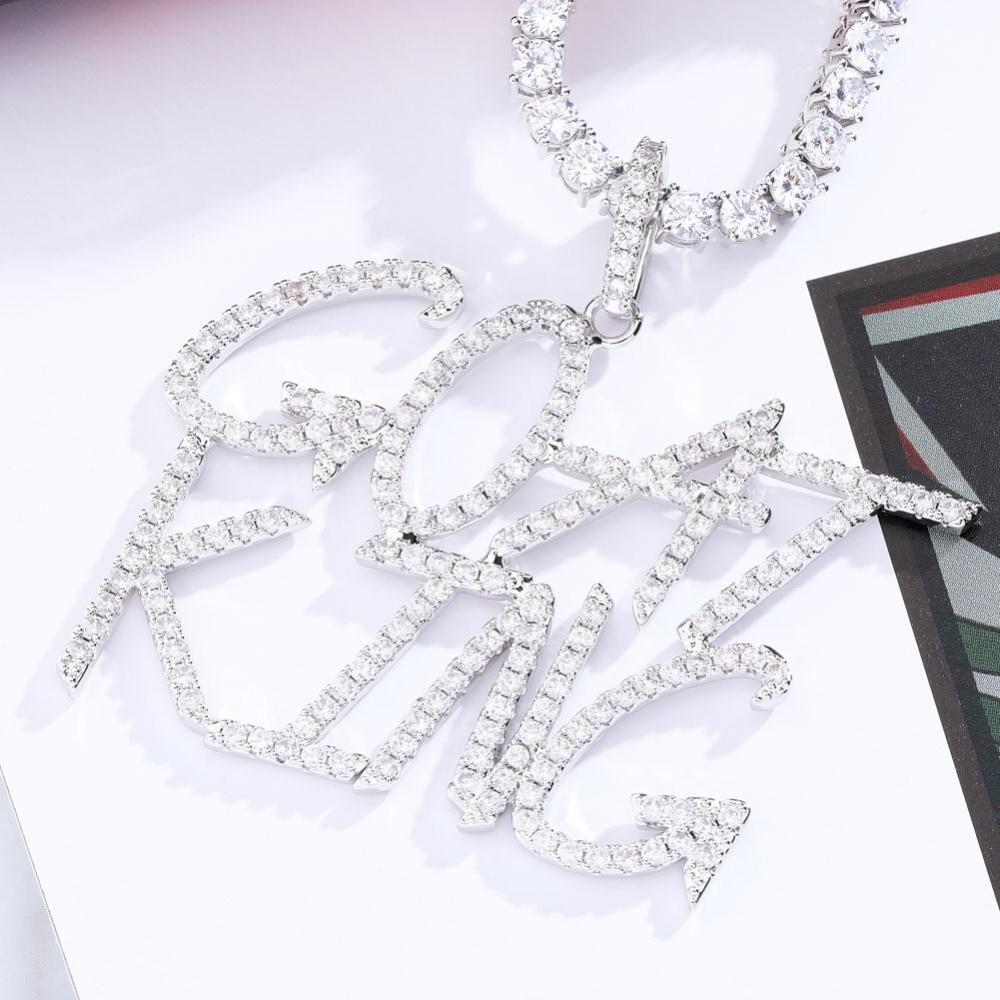 Custom Brush Font Pendant 18K - ICECI