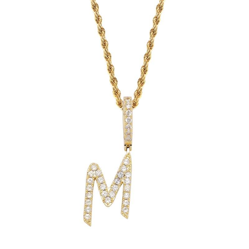 Custom Brush Letter Pendant 18K - ICECI