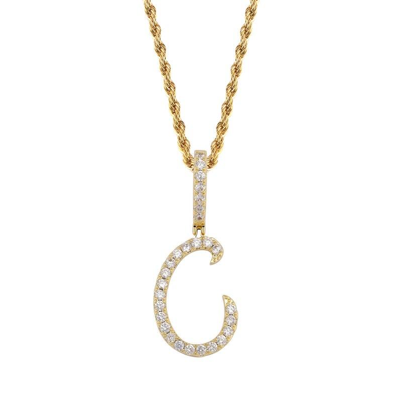 Custom Brush Letter Pendant 18K - ICECI