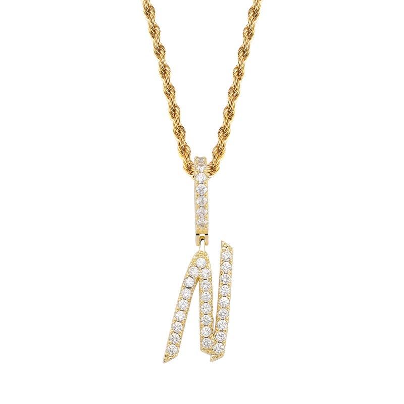 Custom Brush Letter Pendant 18K - ICECI