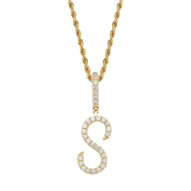 Custom Brush Letter Pendant 18K - ICECI