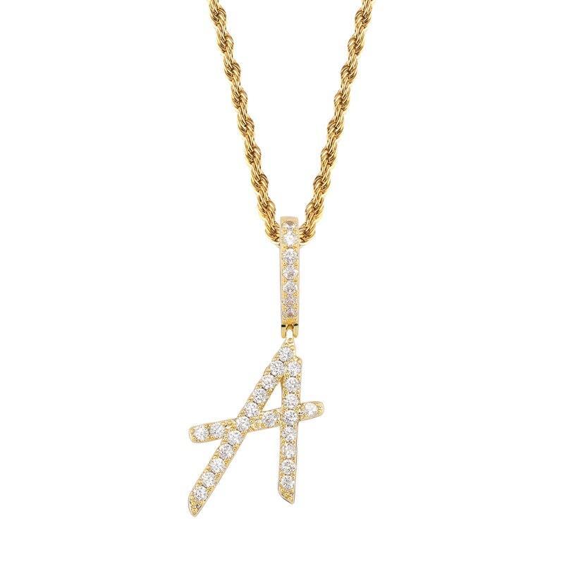 Custom Brush Letter Pendant 18K - ICECI