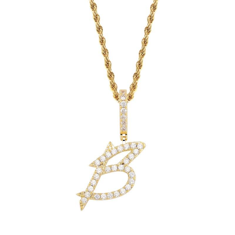 Custom Brush Letter Pendant 18K - ICECI