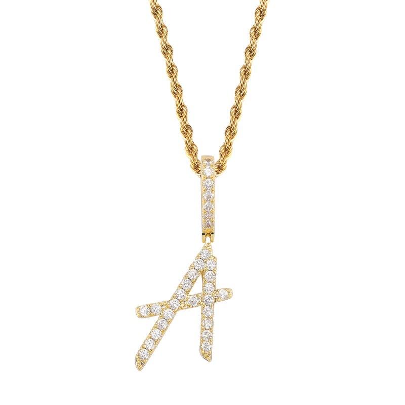 Custom Brush Letter Pendant 18K - ICECI