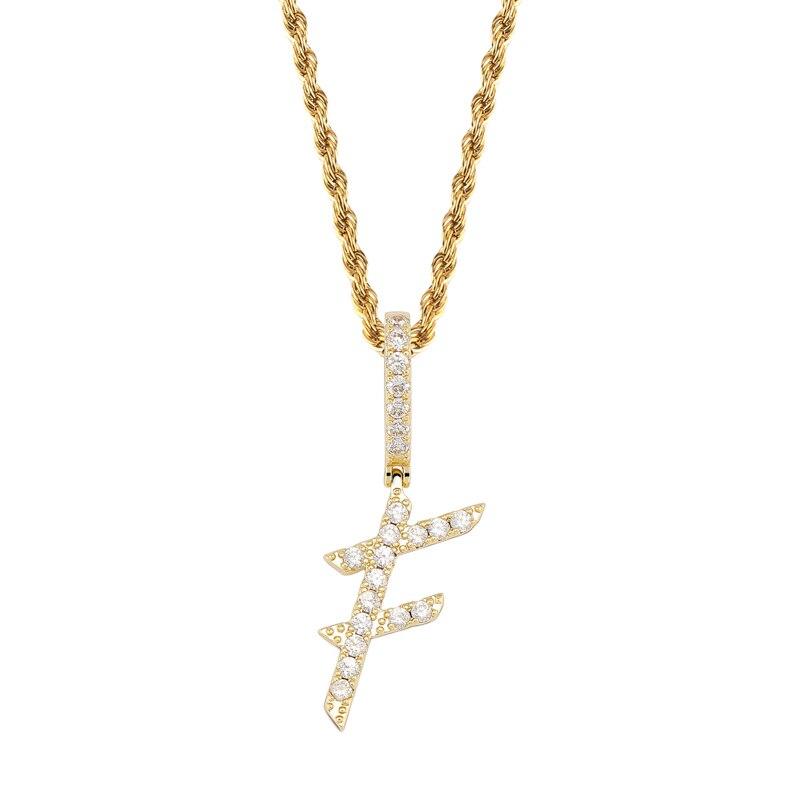 Custom Brush Letter Pendant 18K - ICECI
