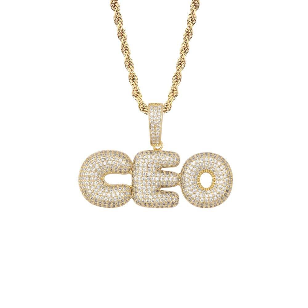 Custom Bubble Font Pendant 18K - ICECI