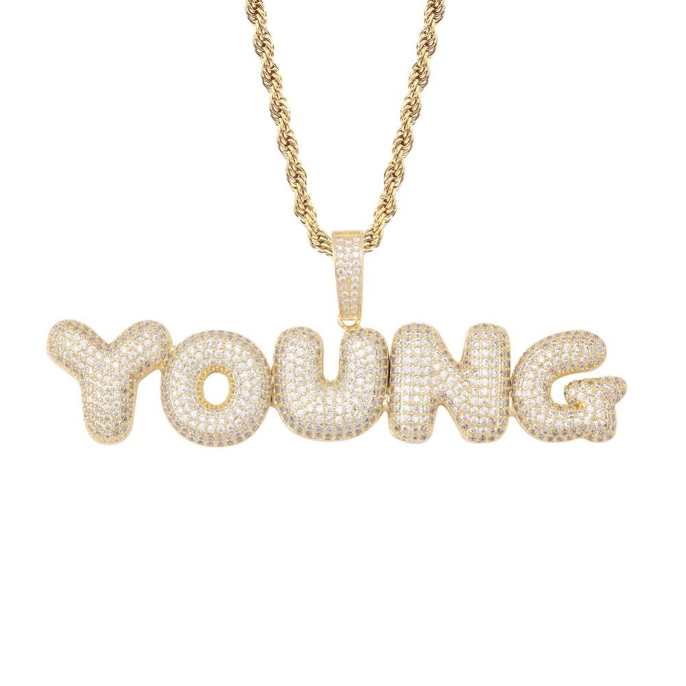 Custom Bubble Font Pendant 18K - ICECI