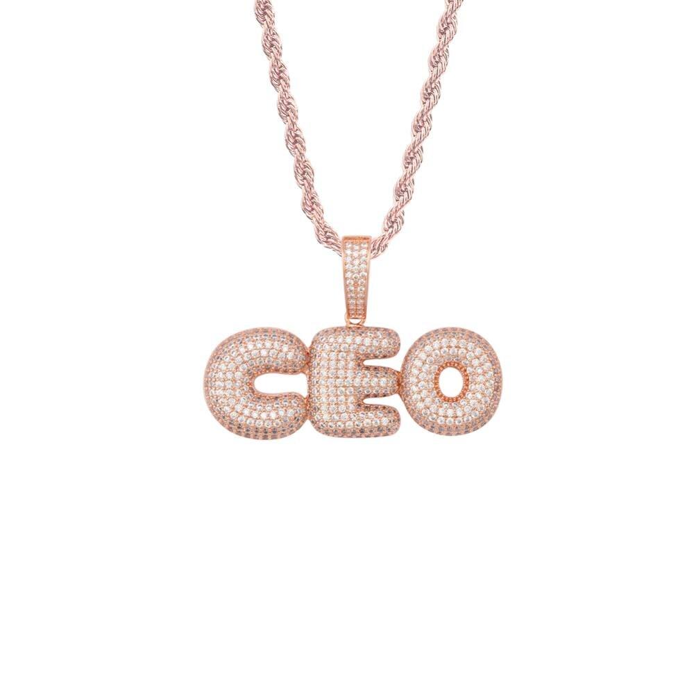 Custom Bubble Font Pendant 18K - ICECI