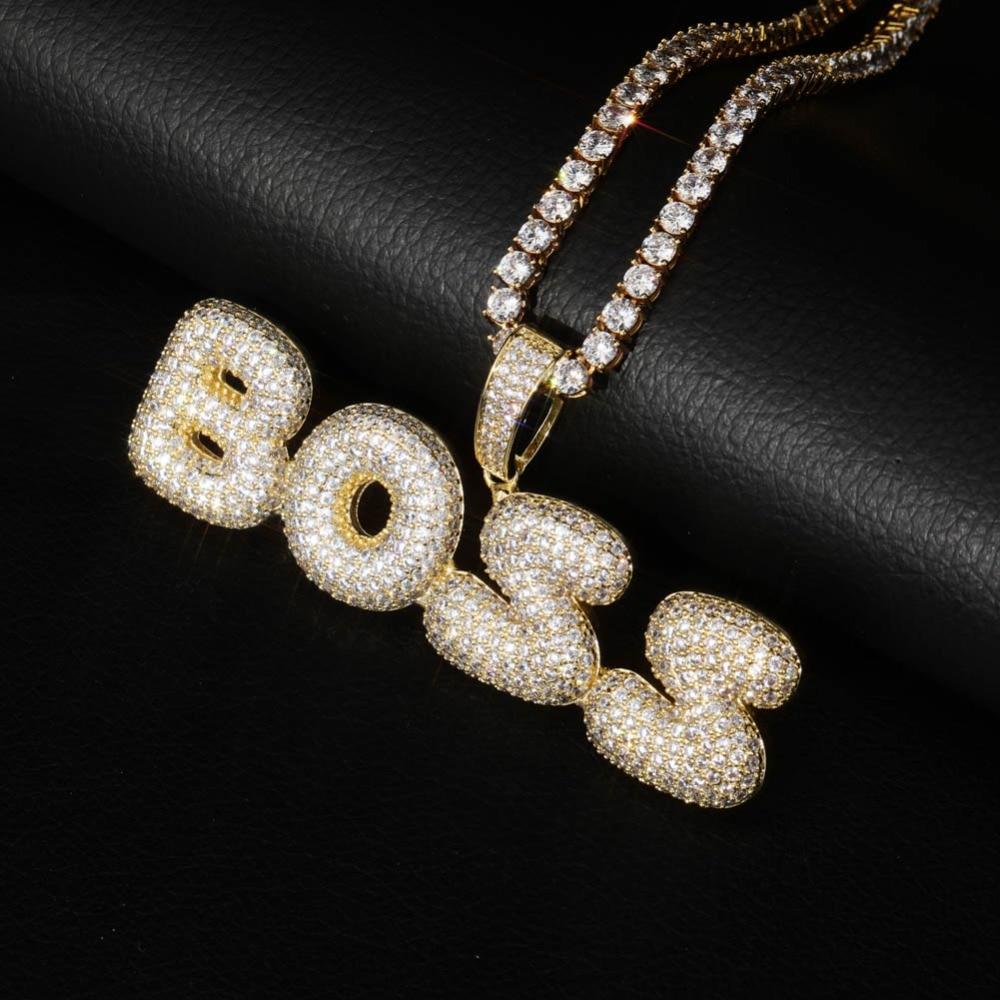 Custom Bubble Font Pendant 18K - ICECI
