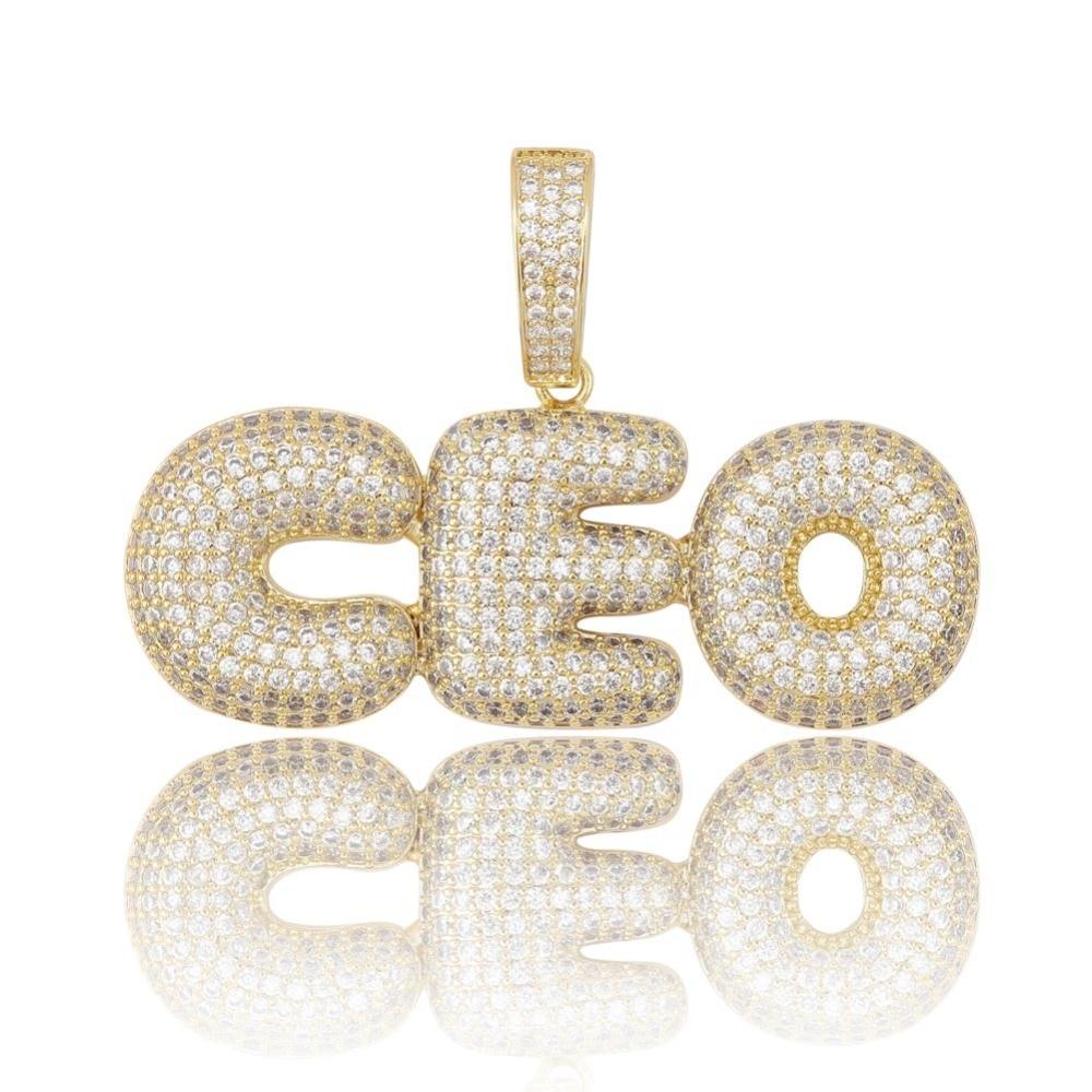 Custom Bubble Font Pendant 18K - ICECI