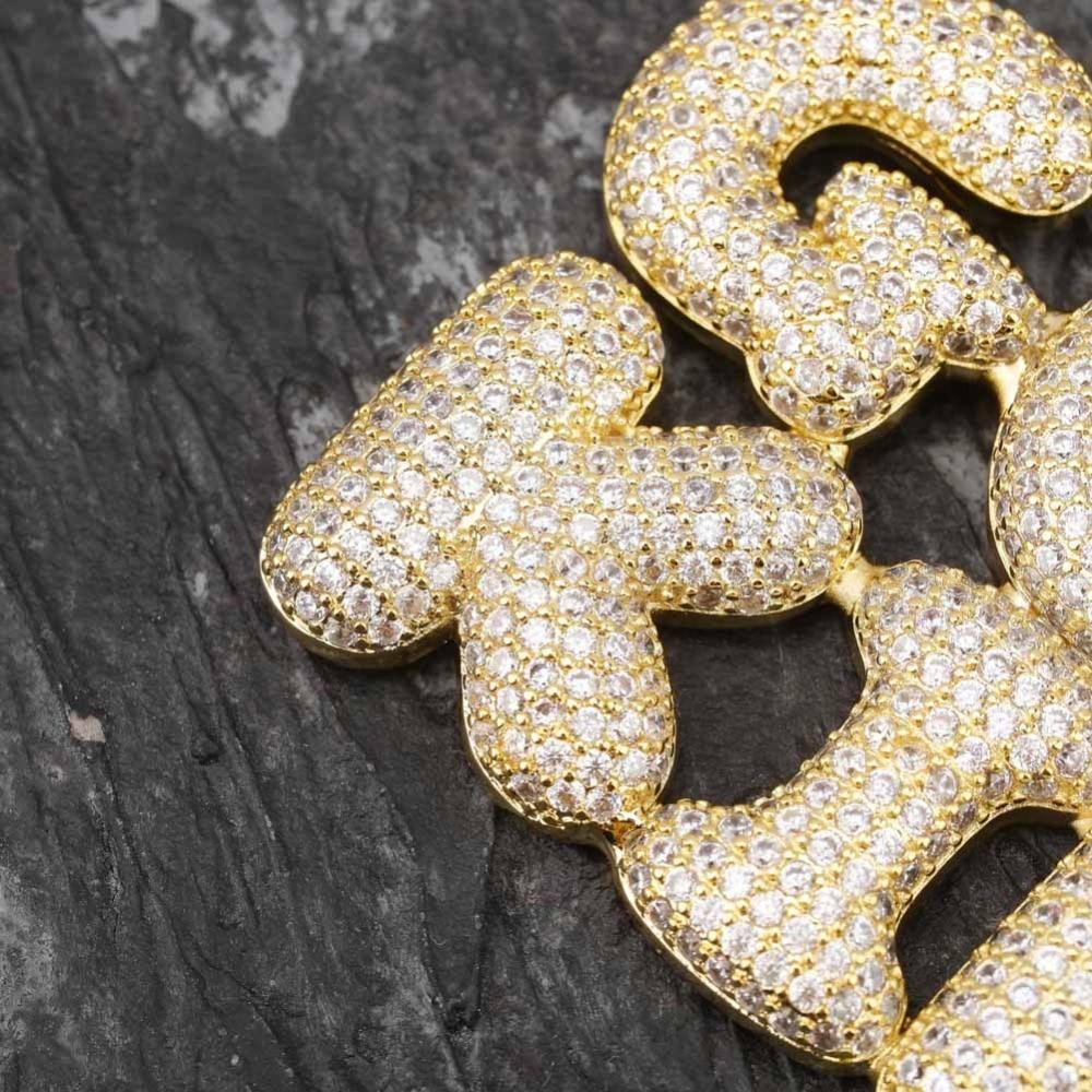 Custom Bubble Font Pendant 18K - ICECI