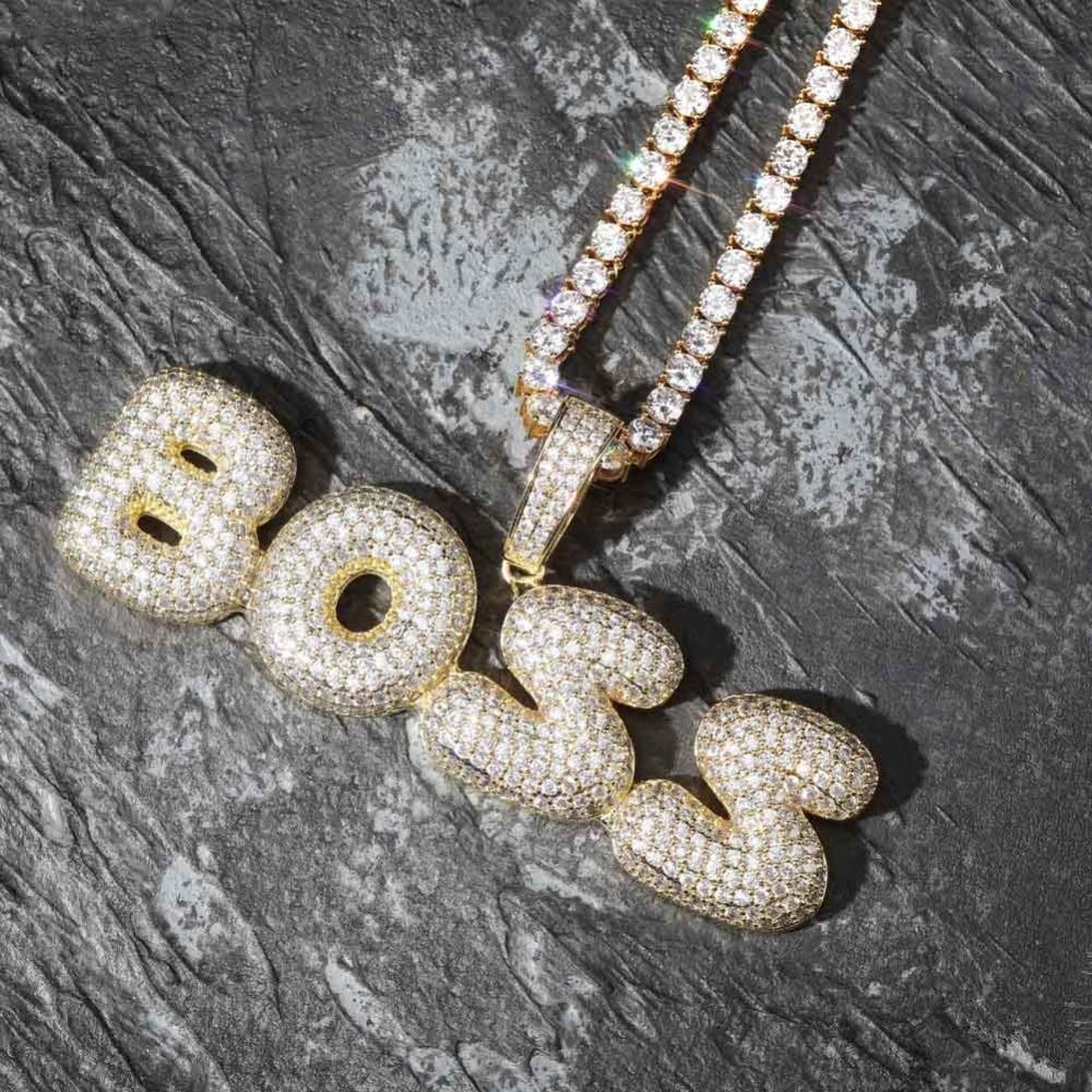 Custom Bubble Font Pendant 18K - ICECI