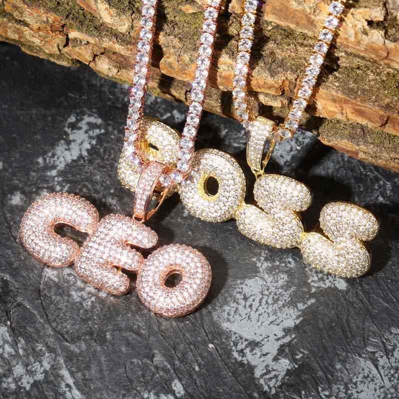 Custom Bubble Font Pendant 18K - ICECI