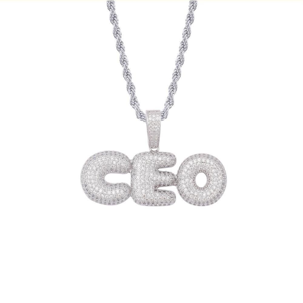 Custom Bubble Font Pendant 18K - ICECI