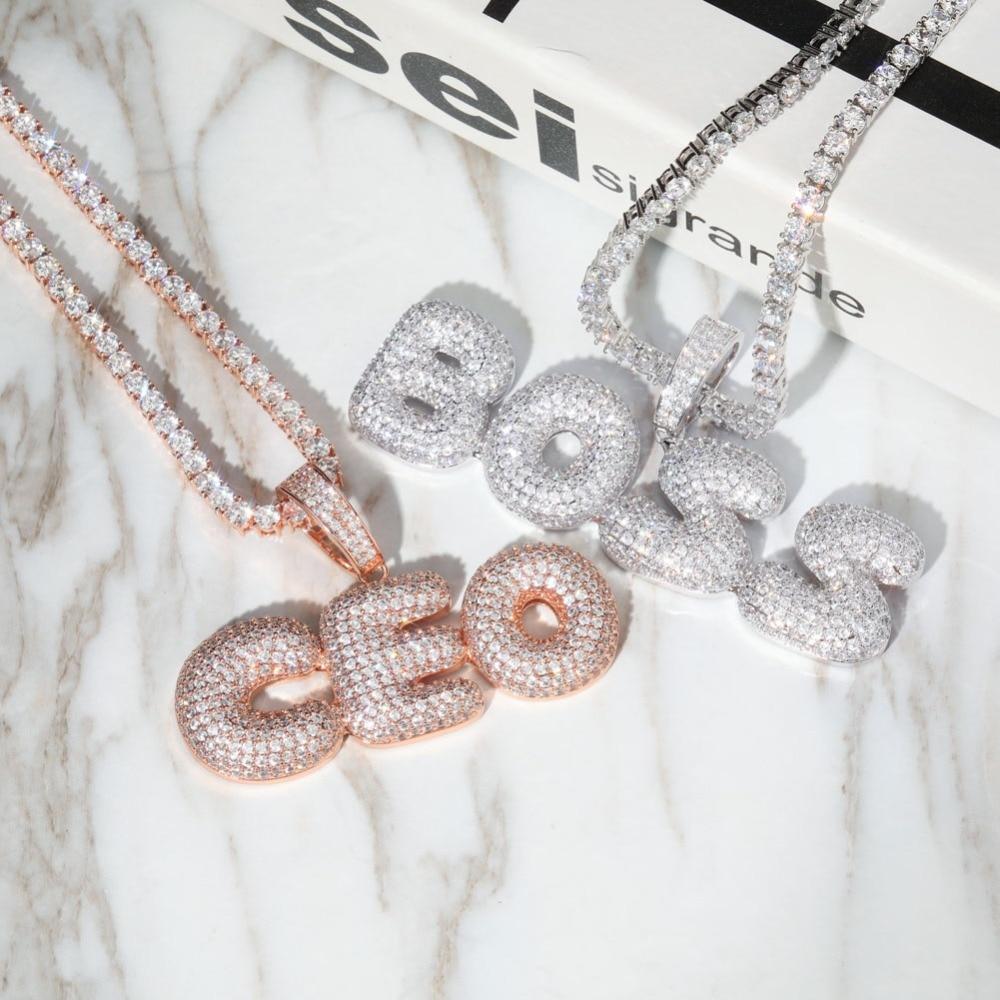 Custom Bubble Font Pendant 18K - ICECI