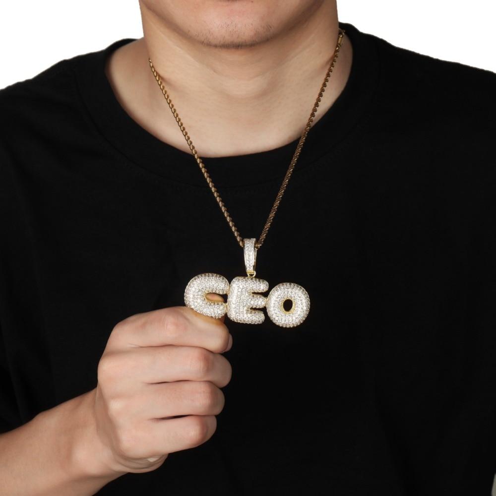 Custom Bubble Font Pendant 18K - ICECI