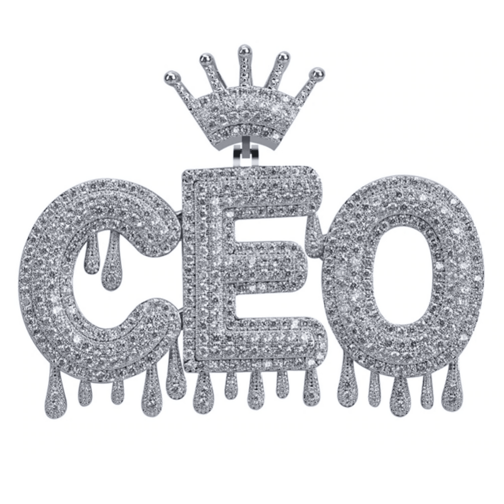 Custom Crown Drip Bubble Font Pendant 18K - ICECI