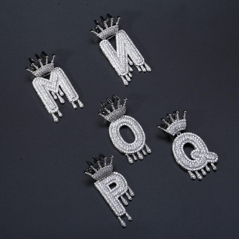 Custom Crown Drip Bubble Letter Pendant 18K - ICECI
