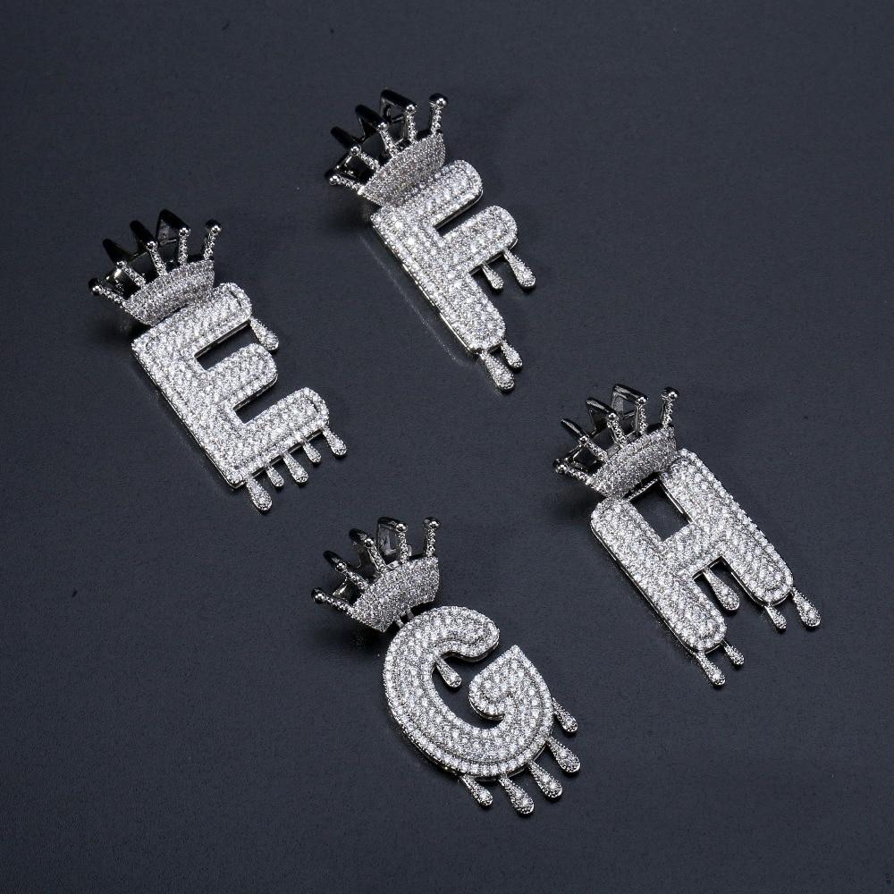 Custom Crown Drip Bubble Letter Pendant 18K - ICECI