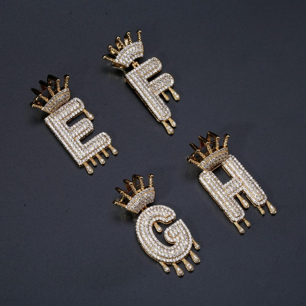 Custom Crown Drip Bubble Letter Pendant 18K - ICECI