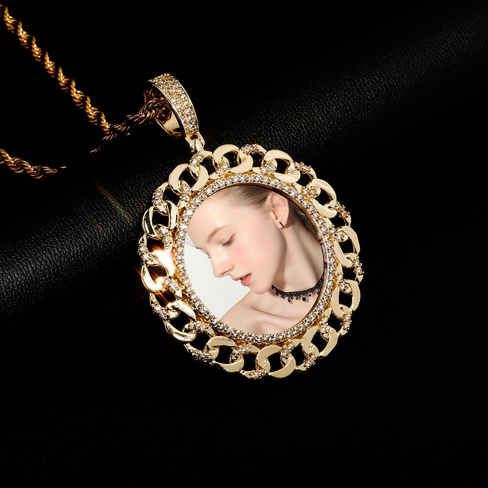 Custom Cuban Link Photo Medallion Pendant 14K - ICECI