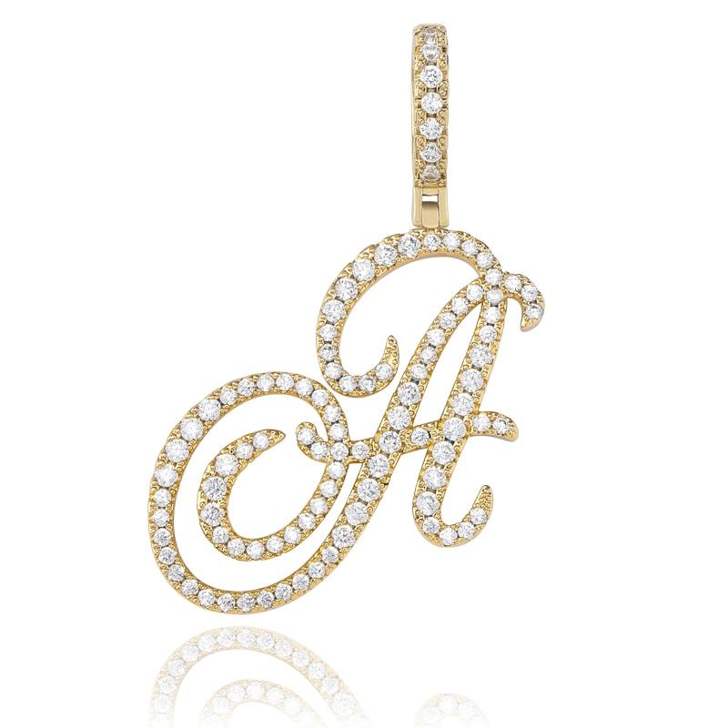 Custom Cursive Letter Pendant 18K - ICECI