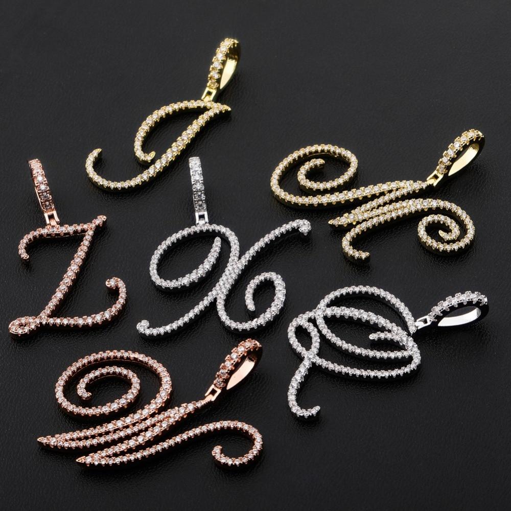 Custom Cursive Letter Pendant 18K - ICECI