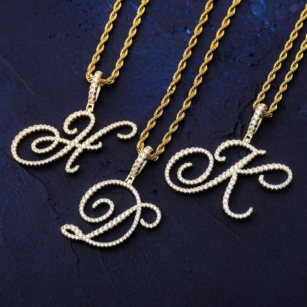Custom Cursive Letter Pendant 18K - ICECI