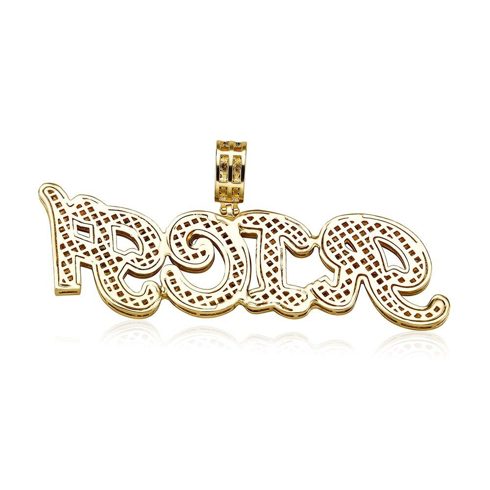 Custom Cursive Multi - Layer Baguette Font Pendant 14K - ICECI