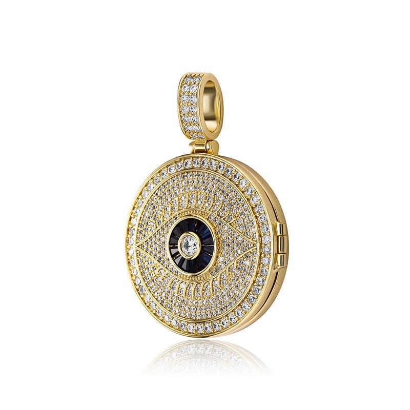 Custom Evil Eye Photo Locket 14K - ICECI