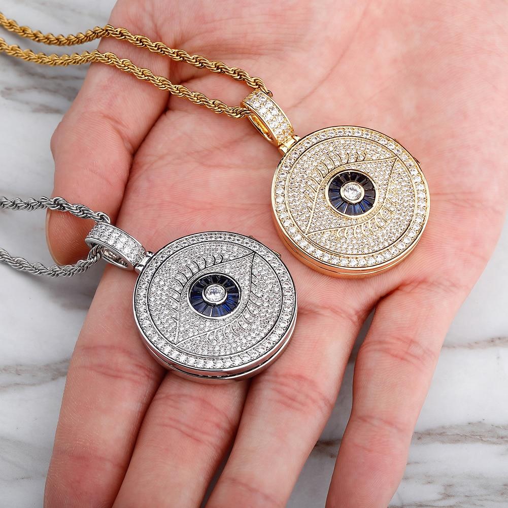 Custom Evil Eye Photo Locket 14K - ICECI