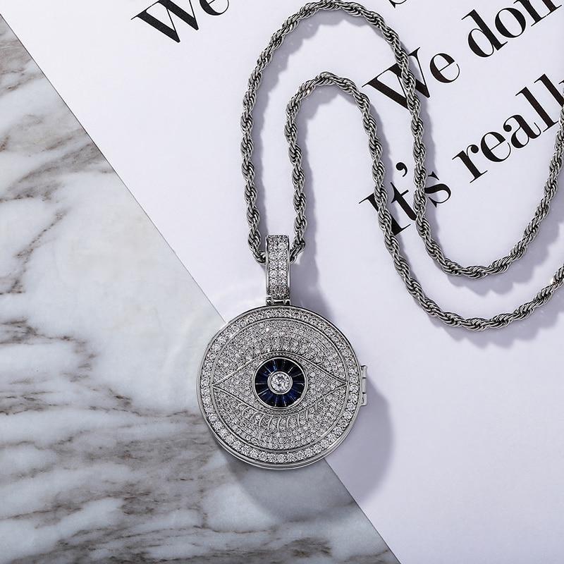 Custom Evil Eye Photo Locket 14K - ICECI