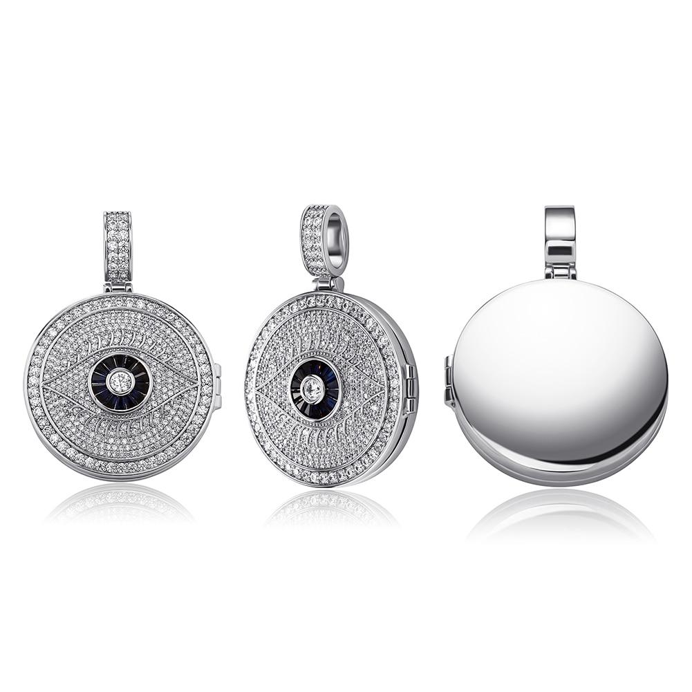 Custom Evil Eye Photo Locket 14K - ICECI