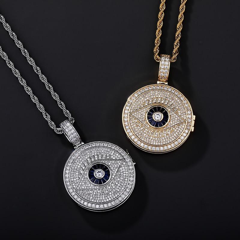 Custom Evil Eye Photo Locket 14K - ICECI