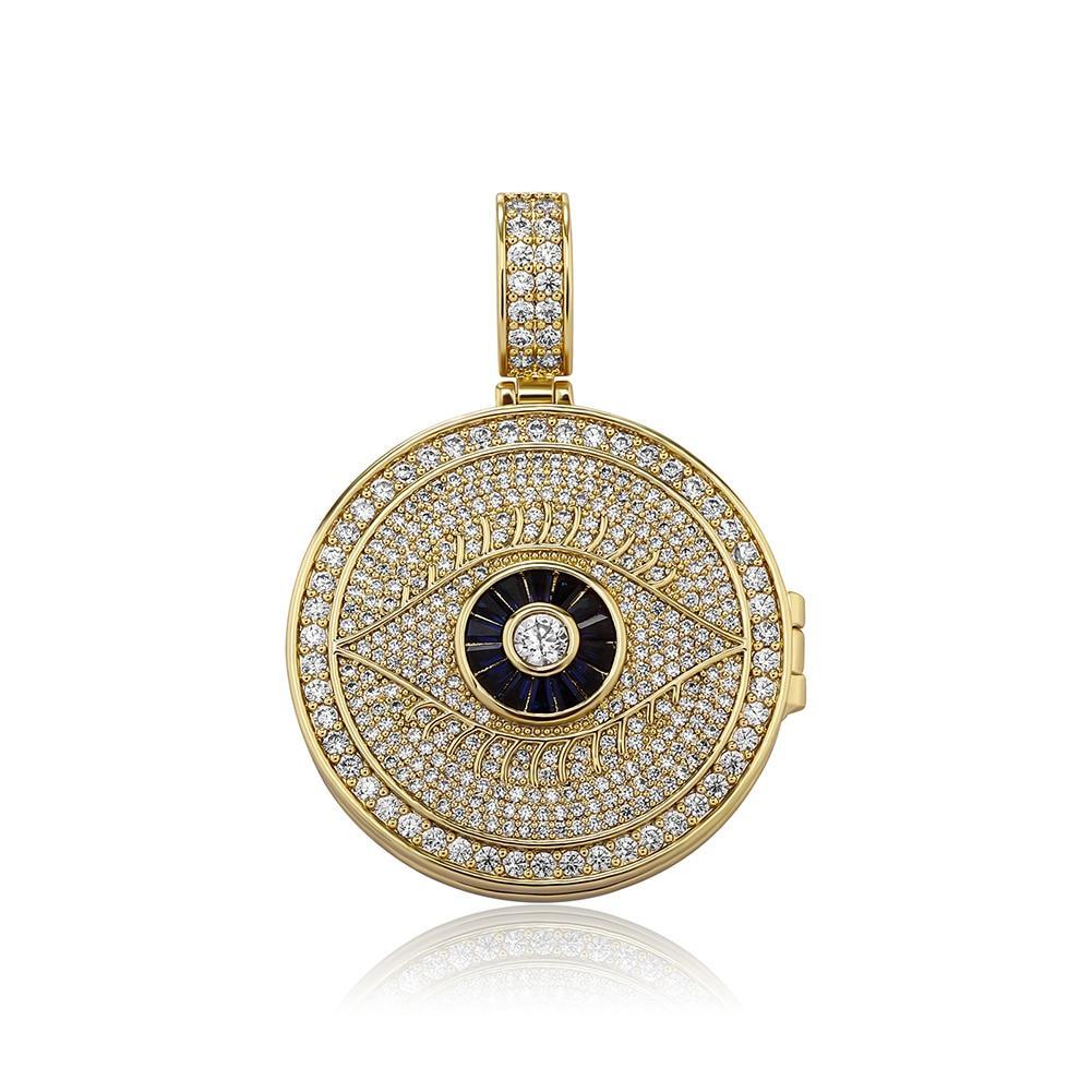 Custom Evil Eye Photo Locket 14K - ICECI