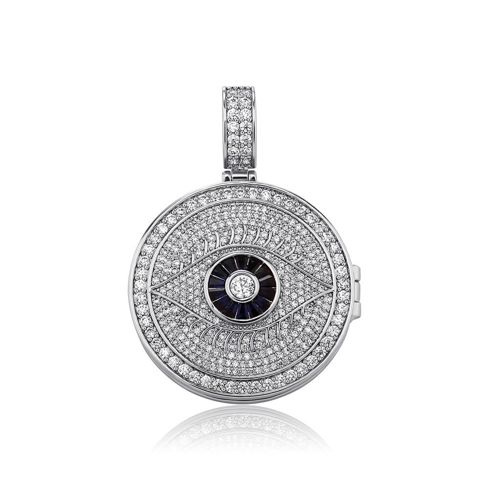 Custom Evil Eye Photo Locket 14K - ICECI
