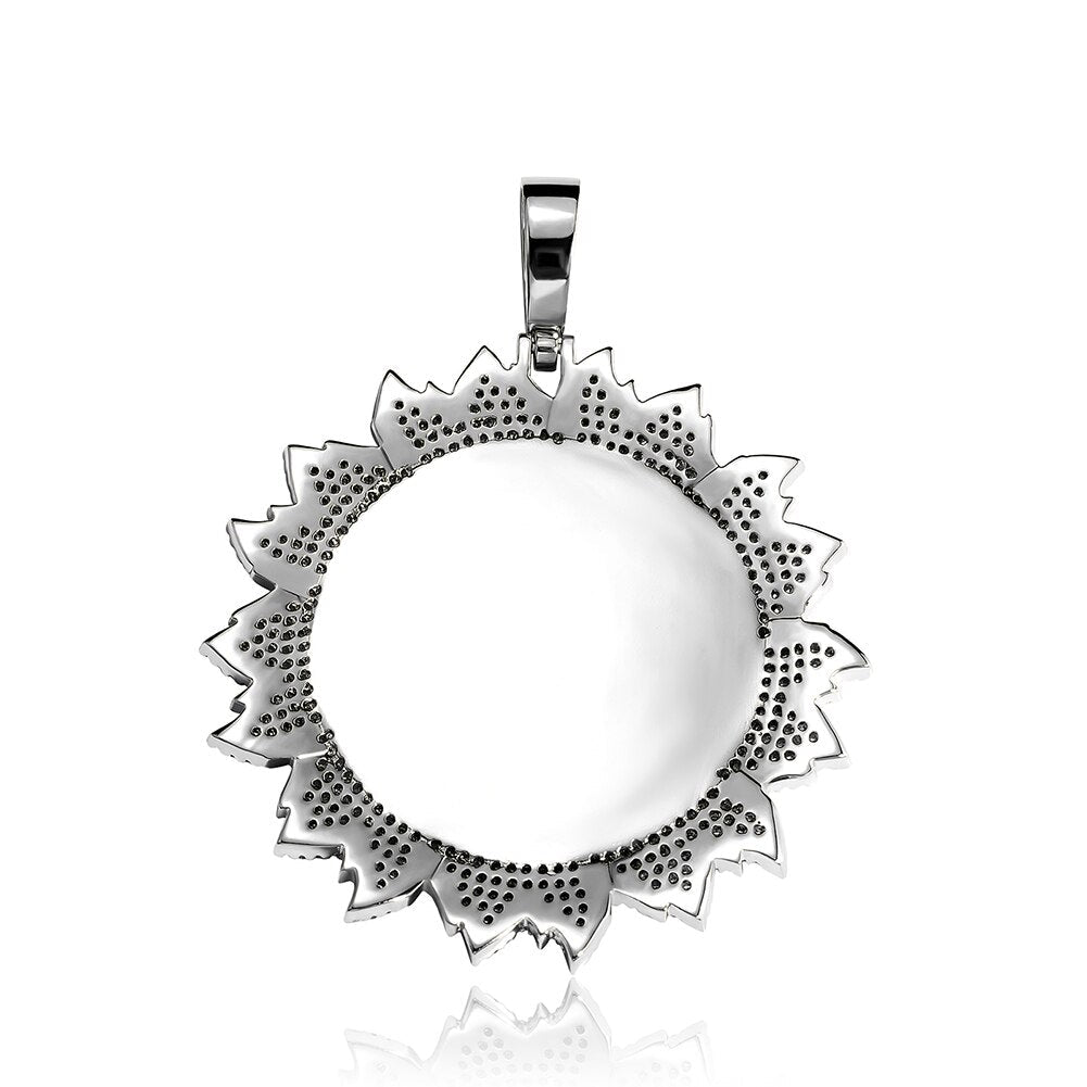 Custom Flames Photo Medallion Pendant 14K - ICECI