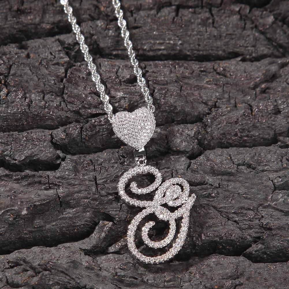 Custom Heart Cursive Letter Pendant 18K - ICECI