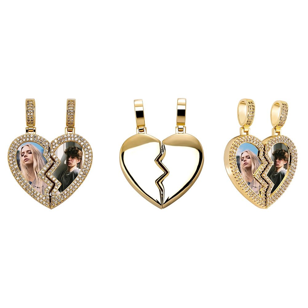 Custom Heartbreak Magnetic Photo Pendant 14K - ICECI