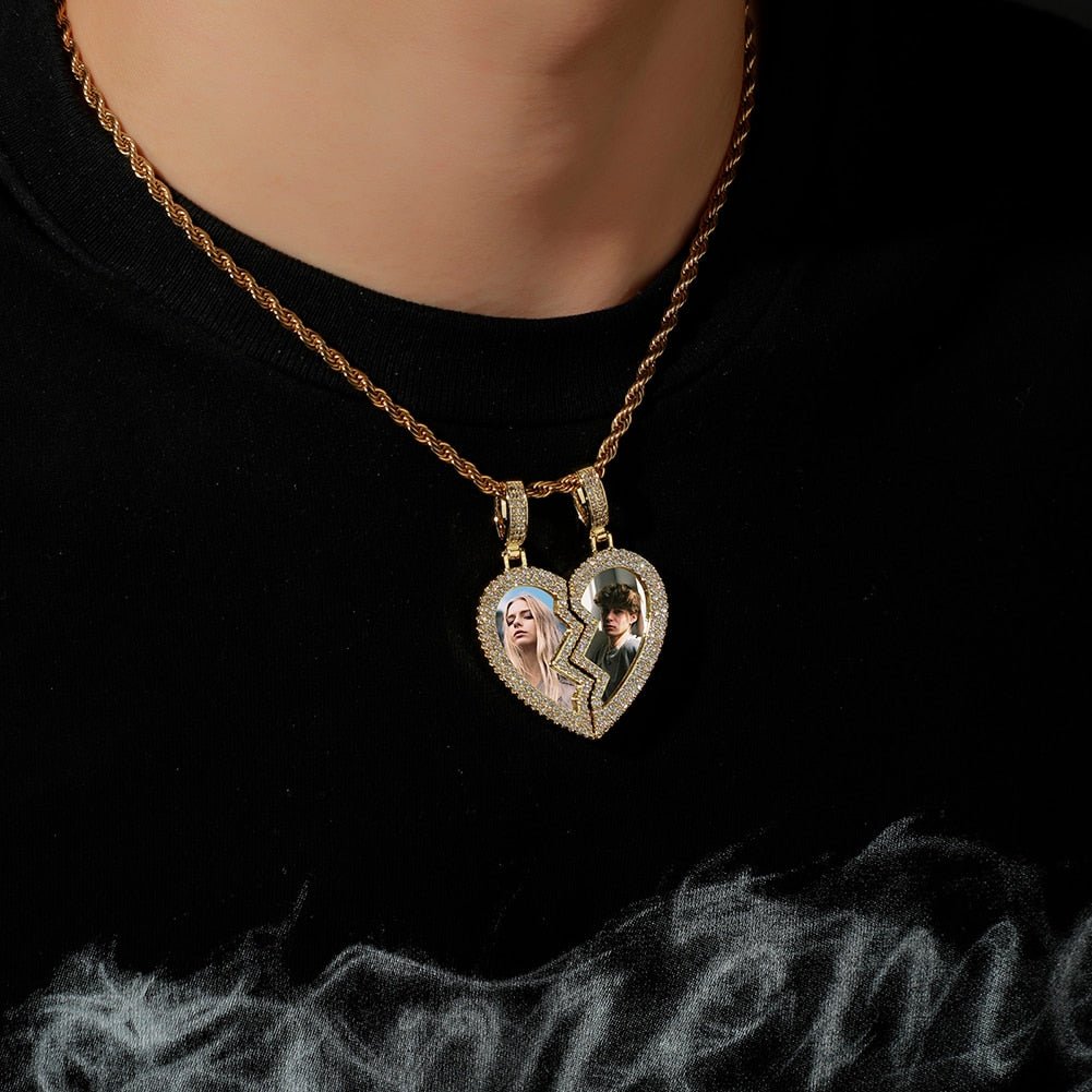 Custom Heartbreak Magnetic Photo Pendant 14K - ICECI